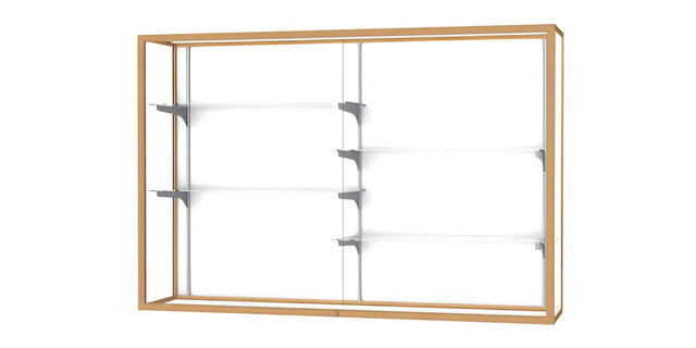 Champion Wall-Mounted Display Case w/ White Laminate Back and Champagne Aluminum Frame, 48"H x 72"W x 16"D