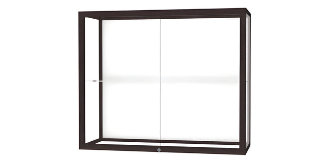 Champion Wall-Mounted Display Case w/ White Laminate Back and Dark Bronze Aluminum Frame, 1 Shelf, 30"H x 36"W x 14"D