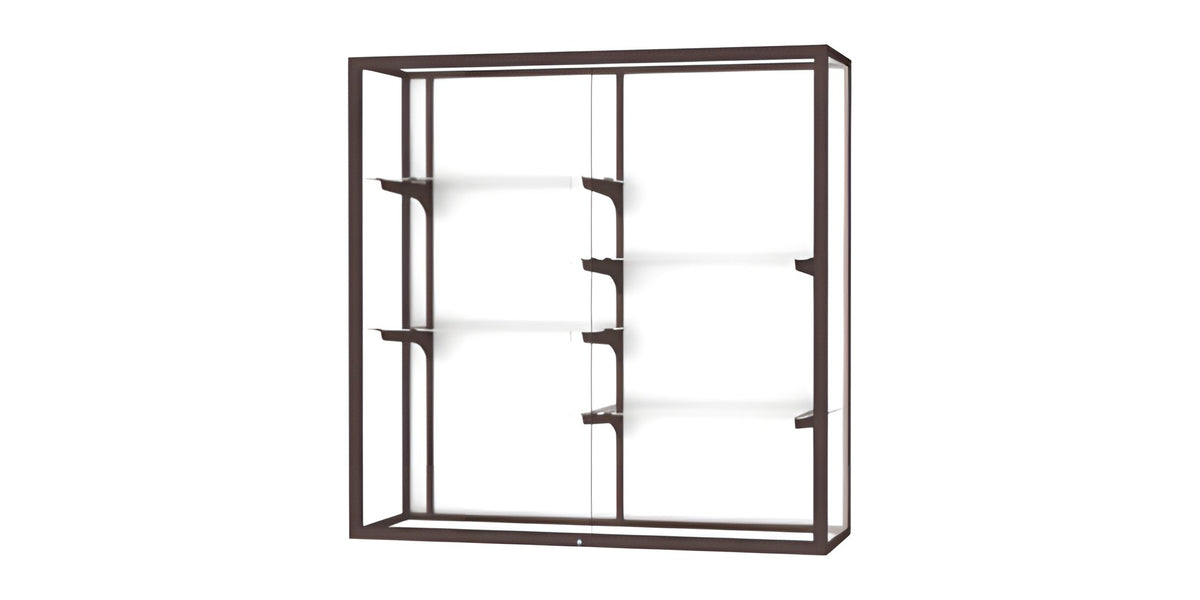 Champion Wall-Mounted Display Case w/ White Laminate Back and Dark Bronze Aluminum Frame, 48"H x 48"W x 16"D