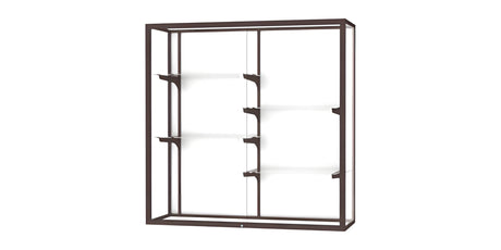 Champion Wall-Mounted Display Case w/ White Laminate Back and Dark Bronze Aluminum Frame, 48"H x 48"W x 16"D