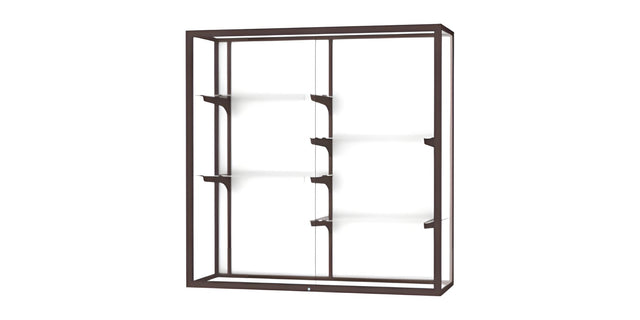 Champion Wall-Mounted Display Case w/ White Laminate Back and Dark Bronze Aluminum Frame, 48"H x 48"W x 16"D