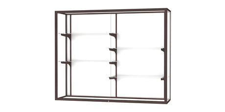 Champion Wall-Mounted Display Case w/ White Laminate Back and Dark Bronze Aluminum Frame, 48"H x 60"W x 16"D
