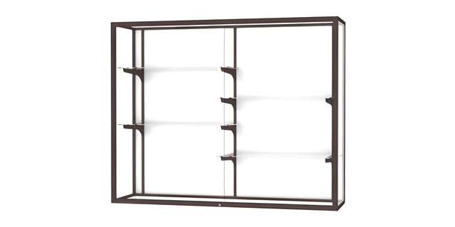 Champion Wall-Mounted Display Case w/ White Laminate Back and Dark Bronze Aluminum Frame, 48"H x 60"W x 16"D