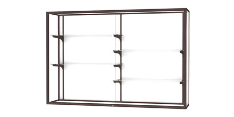 Champion Wall-Mounted Display Case w/ White Laminate Back and Dark Bronze Aluminum Frame, 48"H x 72"W x 16"D