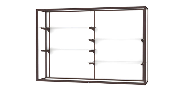 Champion Wall-Mounted Display Case w/ White Laminate Back and Dark Bronze Aluminum Frame, 48"H x 72"W x 16"D