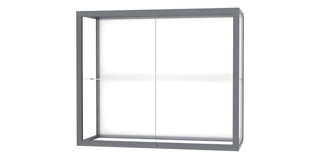 Champion Wall-Mounted Display Case w/ White Laminate Back and Satin Natural Aluminum Frame, 1 Shelf, 30"H x 36"W x 14"D