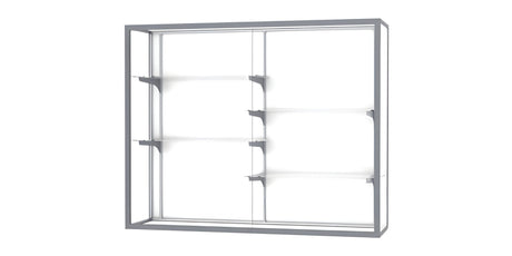 Champion Wall-Mounted Display Case w/ White Laminate Back and Satin Natural Aluminum Frame, 48"H x 60"W x 16"D