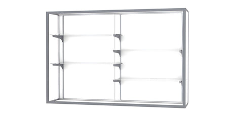 Champion Wall-Mounted Display Case w/ White Laminate Back and Satin Natural Aluminum Frame, 48"H x 72"W x 16"D