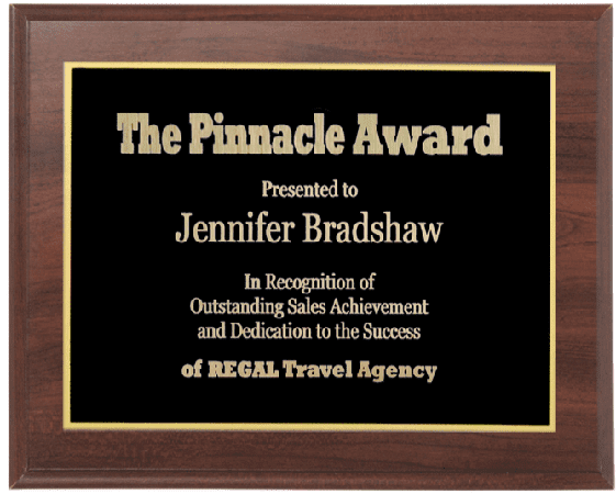9" x 7" Cherry Award Plaque