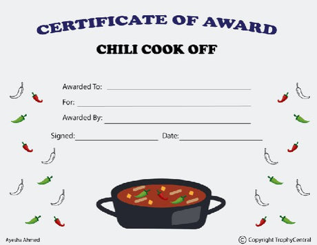Chili Cook-Off Award Certificate - Free Template