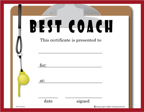 Best Coach Award Certificate - Free Template