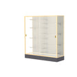 Colossus Display Case, w/ Plaque Fabric back and Champagne Aluminum Frame, 66"H x 60"W x 20"D