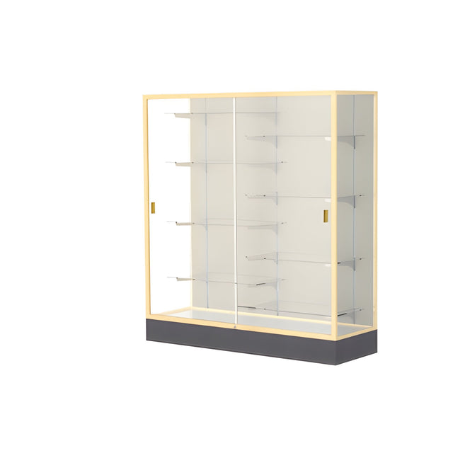 Colossus Display Case, w/ Plaque Fabric back and Champagne Aluminum Frame, 66"H x 60"W x 20"D