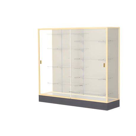 Colossus Display Case, w/ Plaque Fabric back and Champagne Aluminum Frame, 66"H x 72"W x 20"D