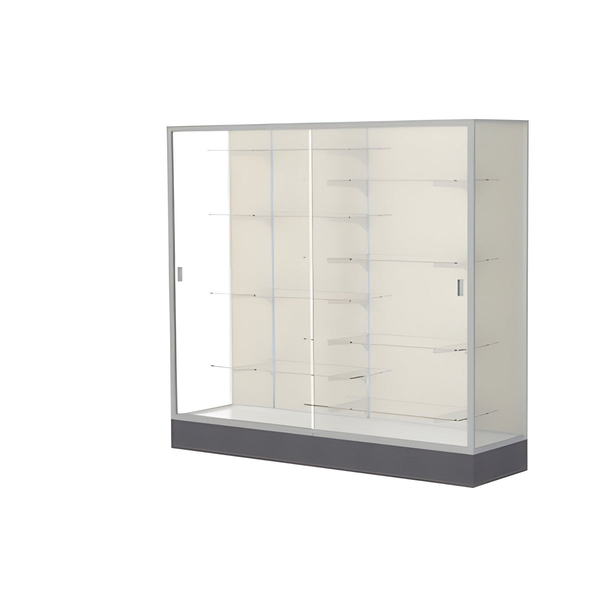 Colossus Display Case, w/ Plaque Fabric back and Satin Natural Aluminum Frame, 66"H x 72"W x 20"D