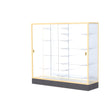 Colossus Display Case, w/ White Laminate back and Champagne Aluminum Frame, 66"H x 72"W x 20"D