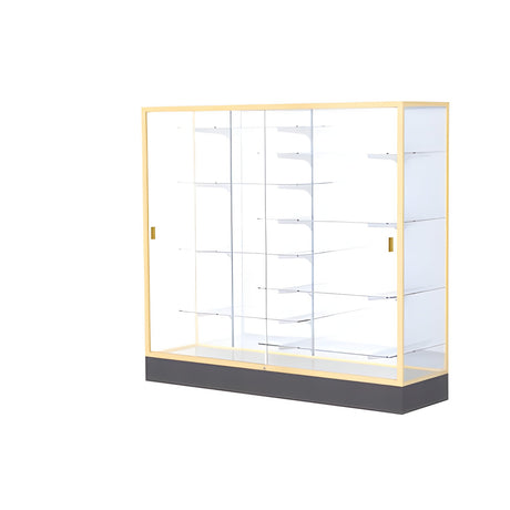 Colossus Display Case, w/ White Laminate back and Champagne Aluminum Frame, 66"H x 72"W x 20"D