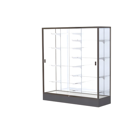 Colossus Display Case, w/ White Laminate back and Dark Bronze Aluminum Frame, 66"H x 60"W x 20"D