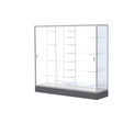 Colossus Display Case, w/ White Laminate back and Satin Natural Aluminum Frame, 66"H x 72"W x 20"D
