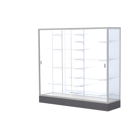 Colossus Display Case, w/ White Laminate back and Satin Natural Aluminum Frame, 66"H x 72"W x 20"D