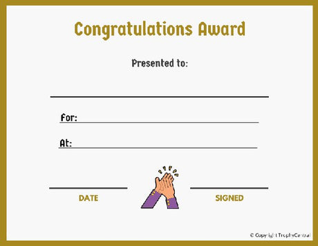 Congratulations Certificate - Free Template