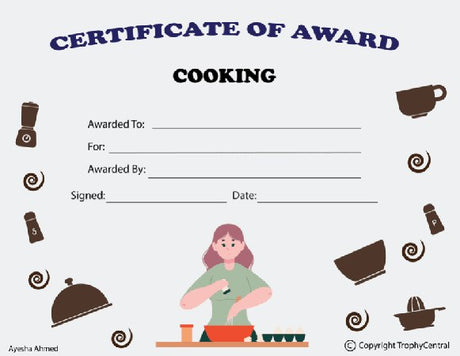 Cooking Award Certificate (Female) - Free Template