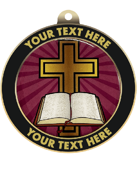 Religious Cross Insert Medal with Personalized Rim