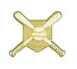 Gold Crossed Bats Baseball Pin