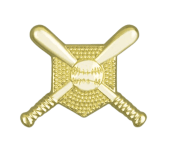 Gold Crossed Bats Baseball Pin