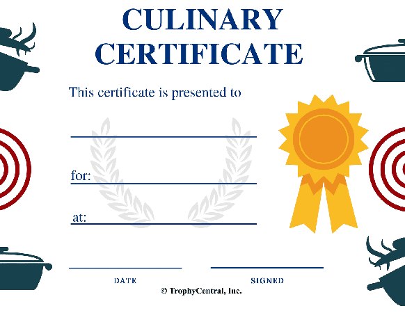 Culinary Award Certificate - Free Template