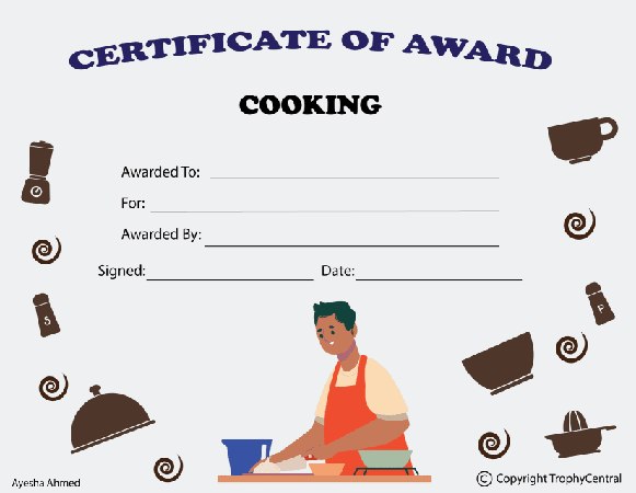 Cooking Award Certificate (Male Chef Design) - Free Template