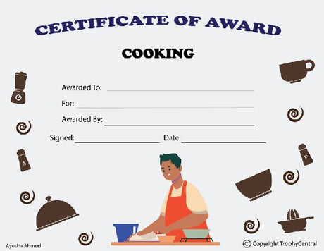 Cooking Award Certificate (Male Chef Design) - Free Template