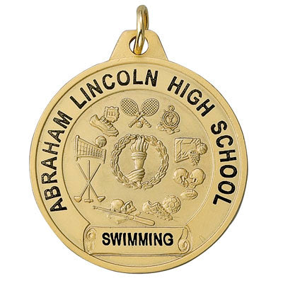 1 1/2" TCM Series Gold All Sports Personalized Medal