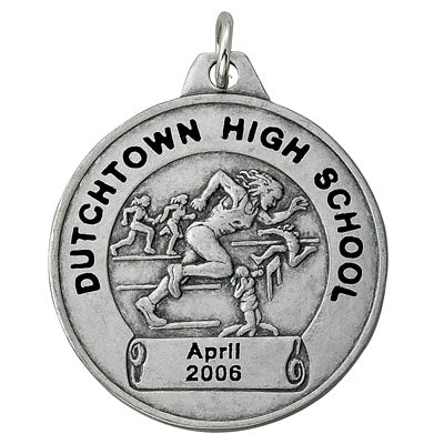 1 1/2" Girls Track Silver Personalized Medal