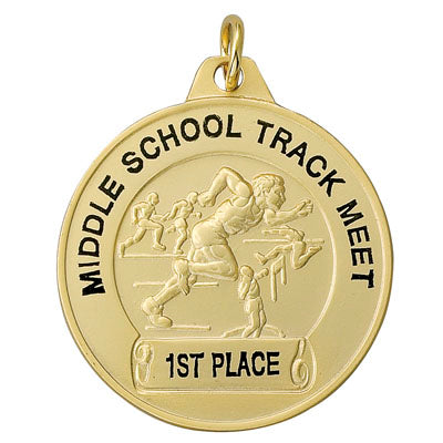 Boys Gold Track Front Imprint Medal
