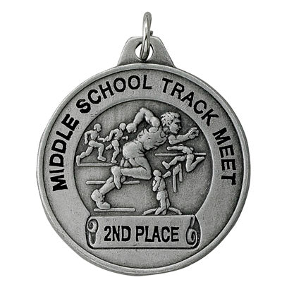 1 1/2" Boy's Silver Personalized Track Medal