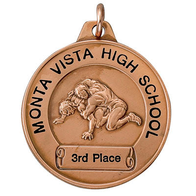 Bronze Wrestling Medal with Front Imprint