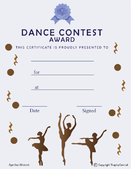 Dance Contest Award Certificate (Female) - Free Template