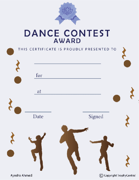 Dance Contest Award Certificate (Male) - Free Template