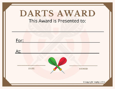 Darts Award Certificate - Free Template