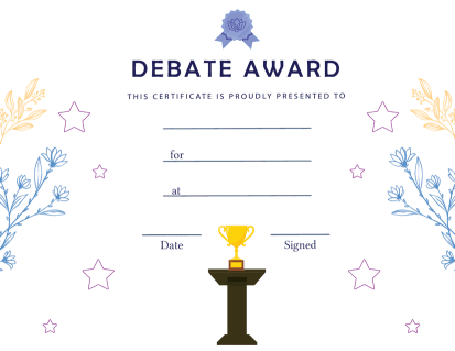 Debate Award Certificate - Free Template