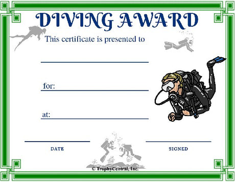 Diving Award Certificate - Free Template