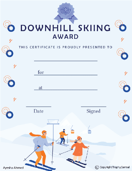 Downhill Skiing Award Certificate - Free Template
