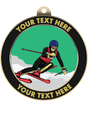 Downhill Skiing Insert Medal with Personalized Rim