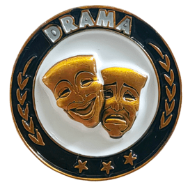 Drama Gold Enamel Lapel Pin