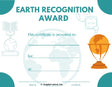 Earth Day Award Certificate - Free Template