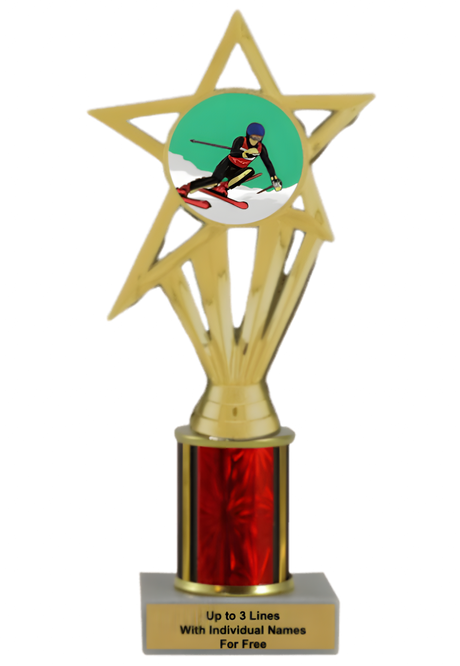 Budget Downhill Skiing Column Insert Trophy
