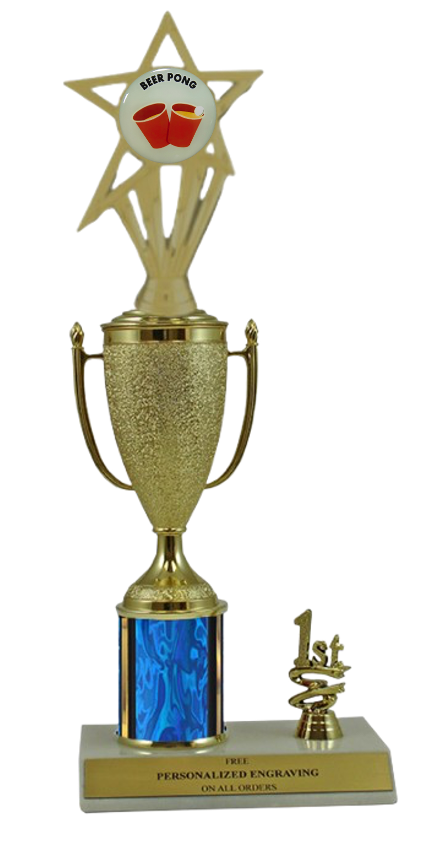 Elite Beer Pong 1st, 2nd and 3rd Place Award Cup & Column Trophy with Insert