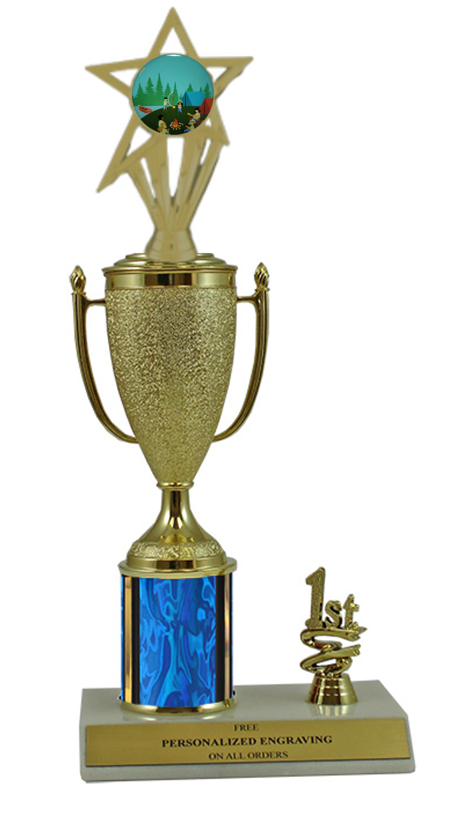 Elite Camp 1st, 2nd and 3rd Place Award Cup & Column Trophy with Insert