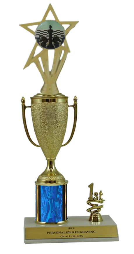 Elite Chess 1st, 2nd and 3rd Place Award Cup & Column Trophy with Insert